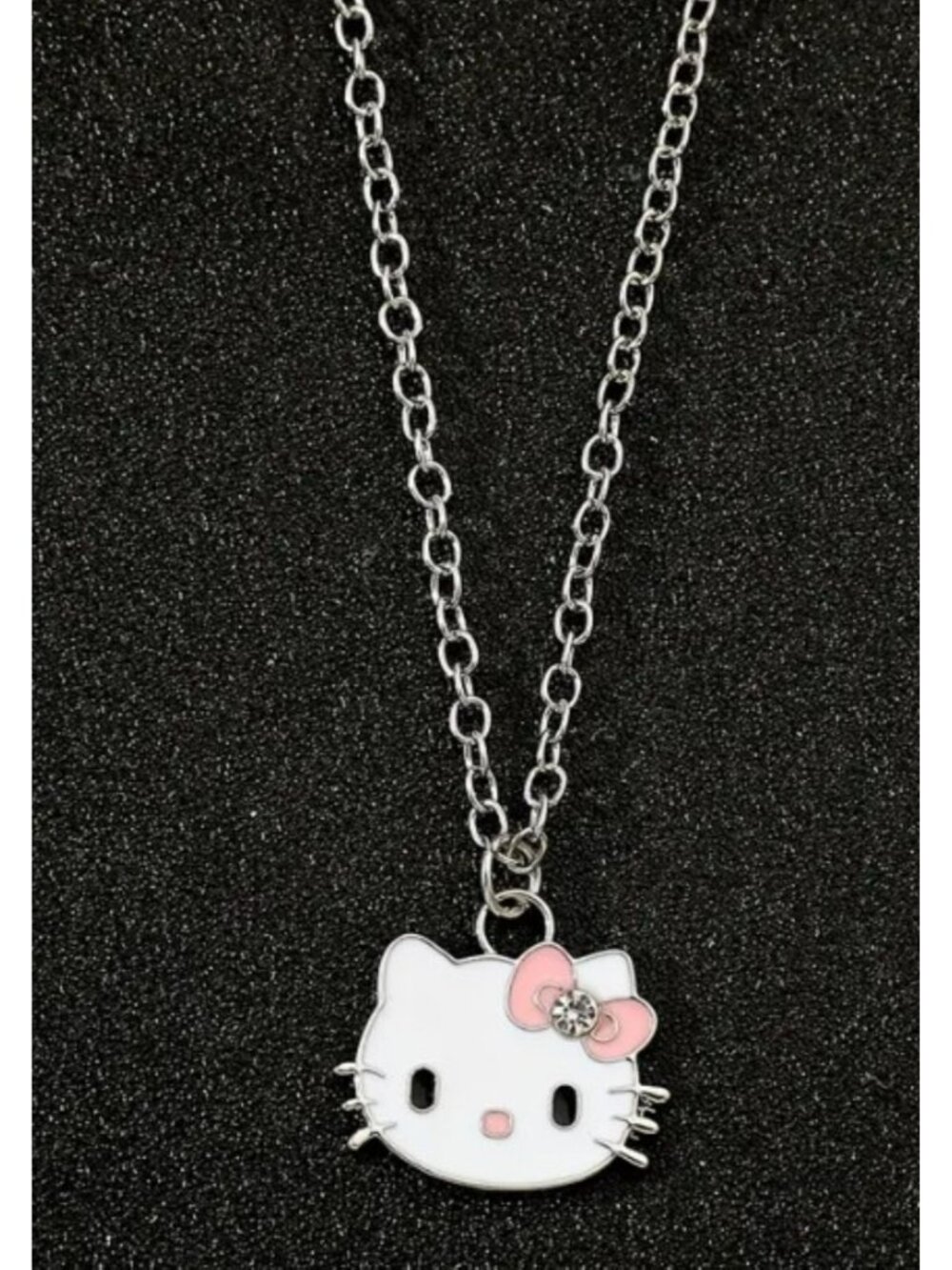 Hello Kitty Rhinestone Bow Necklace Pink Pendant